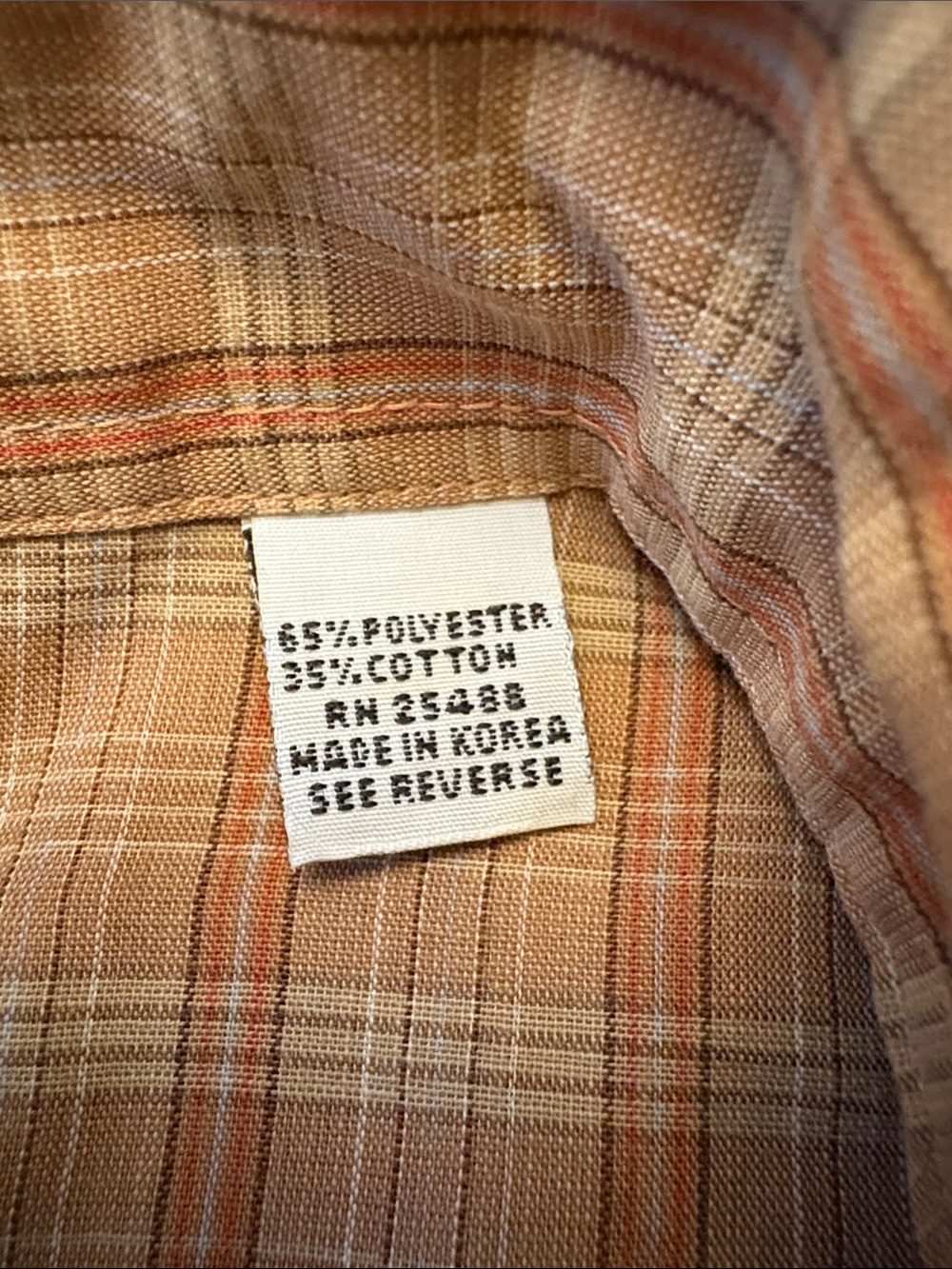 π Authentic Western Menβs Orange/Tan Plaid Snap-Up Short-Sleeve Shirt Size 17.5 - Picture 15 of 16